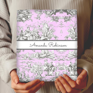 Vintage Pink Toile Floral Lake Monogram Wrapping Paper Sheets