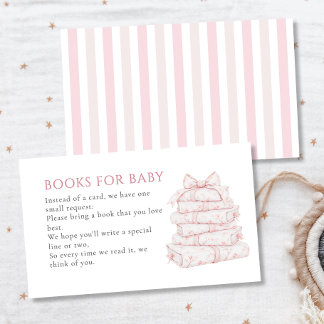 Vintage Pink Toile Girl Baby Shower Books For Baby Enclosure Card