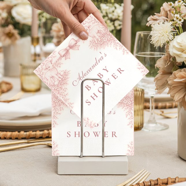 Vintage Pink Toile Lamb Baby Shower Napkins (Creator Uploaded)