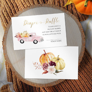 Vintage Pink Truck Diaper Raffle Fall Baby Shower Enclosure Card