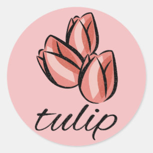 vintage pink tulip flower cool floral gift classic round sticker