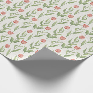Vintage Pink Tulip Garden Floral Pattern Wrapping Paper