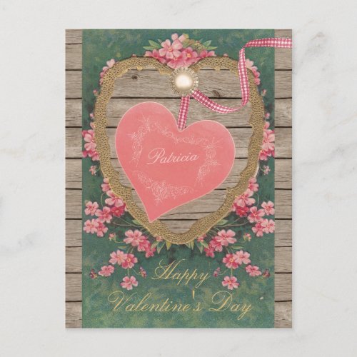 Vintage pink Valentine heart CC0832 Scrapbook Holiday Postcard