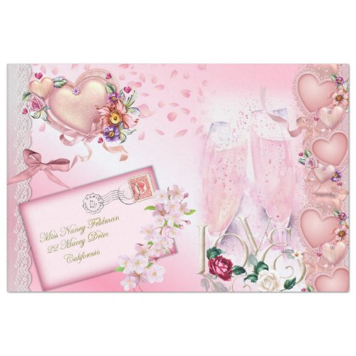 Vintage Pink Valentine Series Design 10 Tissue Paper