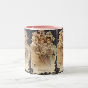 Vintage Pink Victorian Christmas Mug