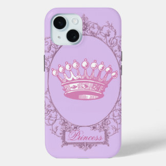Vintage Pink victorian princess crown iPhone 15 Case