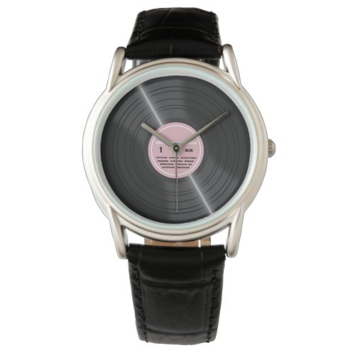 Vintage Pink Vinyl Record Album Retro Watch