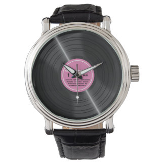 Vintage Pink Vinyl Record Album Retro Watch