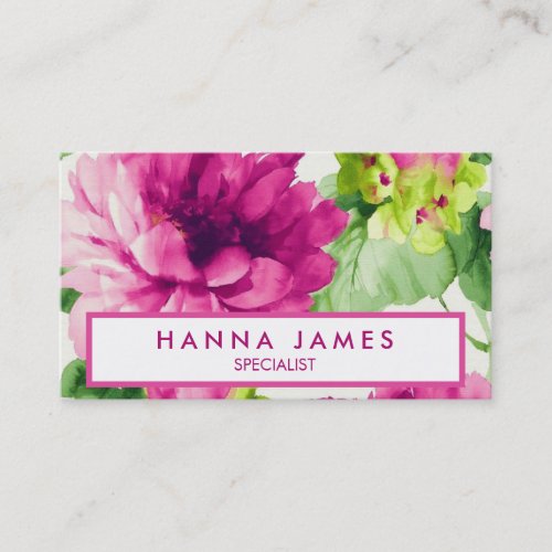 Vintage Pink Watercolor Peonies Personalized Business Card