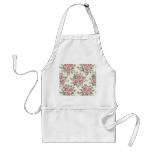 Vintage Pink Watercolor Roses Floral Seamless Adult Apron