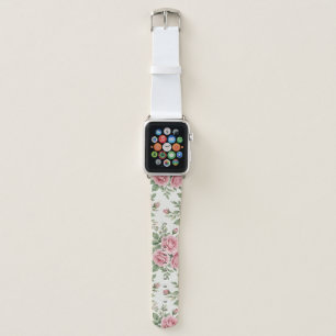 Vintage Pink Watercolor Roses Floral Seamless Apple Watch Band