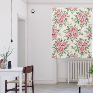 Vintage Pink Watercolor Roses Floral Seamless Blackout Curtains