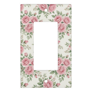 Vintage Pink Watercolor Roses Floral Seamless Light Switch Cover