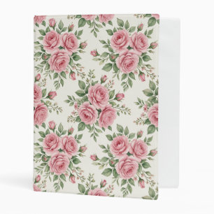 Vintage Pink Watercolor Roses Floral Seamless Mini Binder