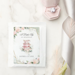 Vintage Pink Watercolor Tea Party Birthday Favors Bag Drink Mix