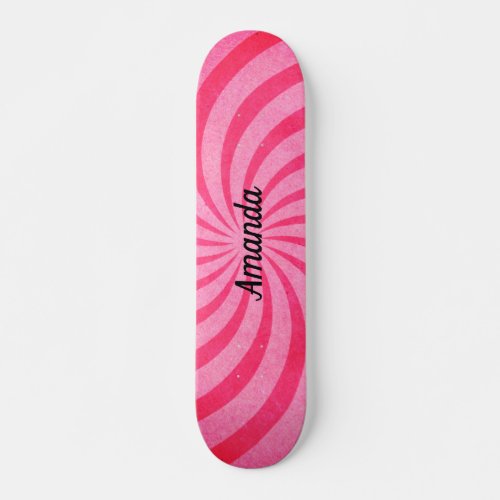 Vintage Pink Waves Pattern  Skateboard