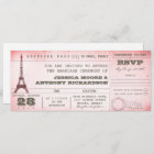 vintage pink wedding boarding pass to Paris