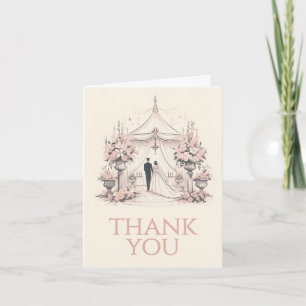 Vintage Pink Wedding Thank You Card