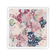 Vintage Pink White Japanese Kimono Floral Flower