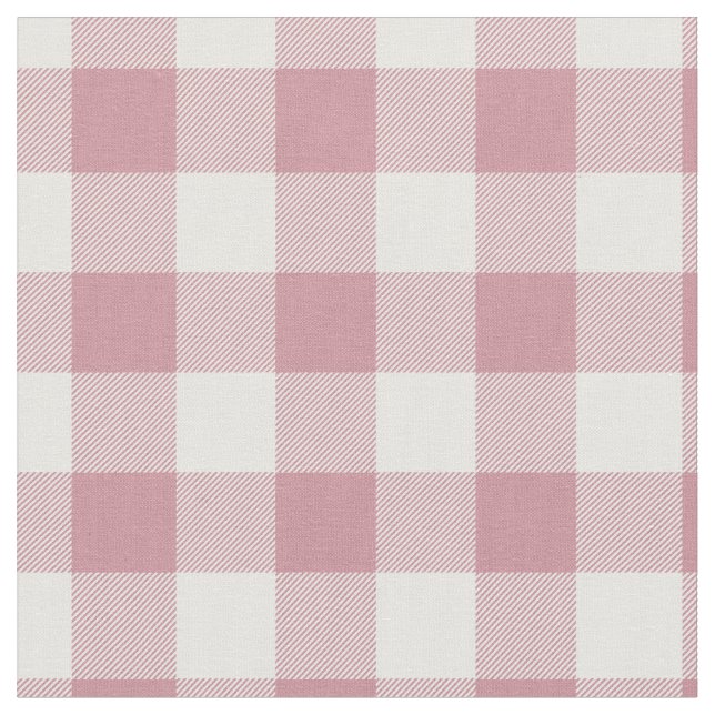 Vintage Pink & White Plaid Gingham Fabric (Close Up)