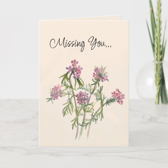 Vintage Pink Wildflowers Botanical  Holiday Card (Front)