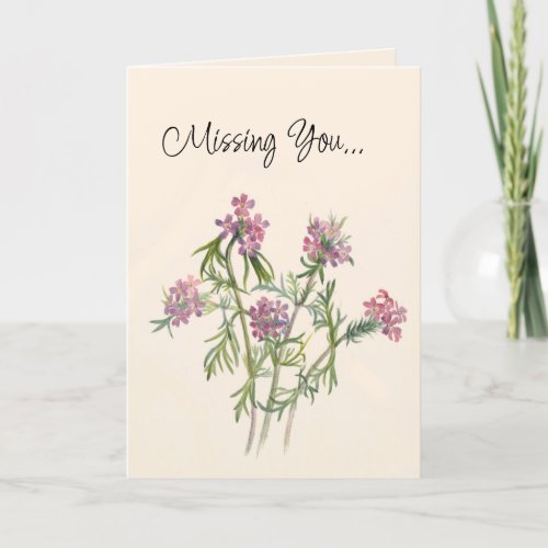 Vintage Pink Wildflowers Botanical  Holiday Card