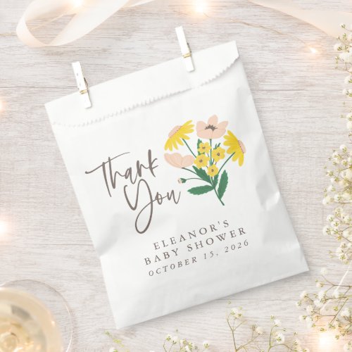 Vintage Pink Yellow Floral Custom Baby Thank You Favor Bag