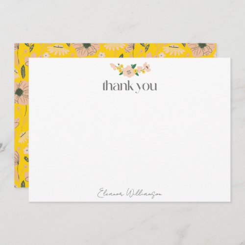 Vintage Pink Yellow Floral Custom Bridal Shower Thank You Card