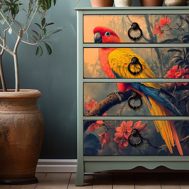 Vintage Pink Yellow Parrot Tissue Paper (Creator Uploaded)