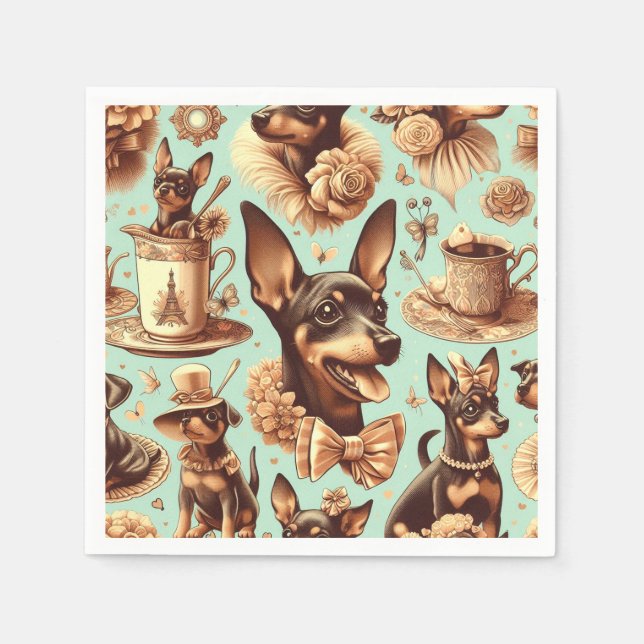 Vintage Pinscher Seamless Illustration Napkins (Front)