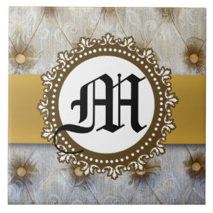 Vintage Pintuck Fabric Monogram Display Tile