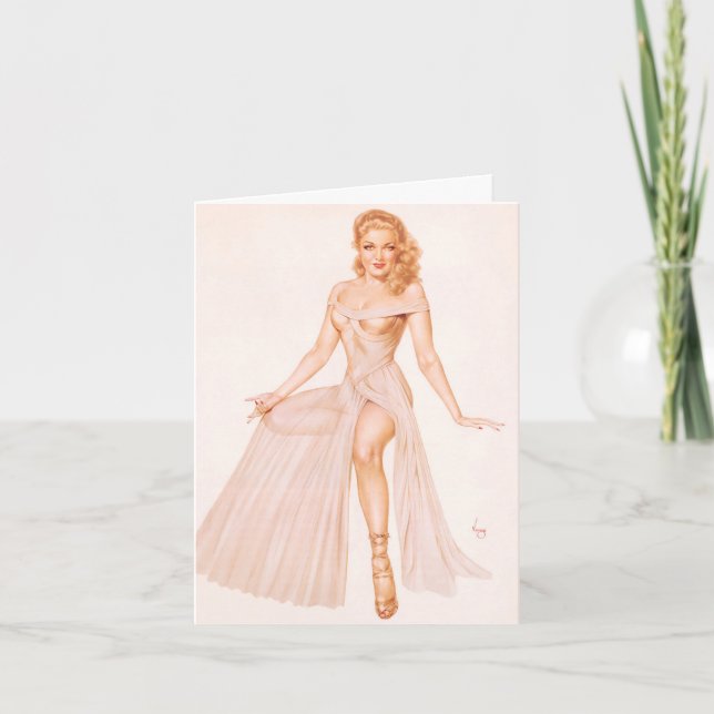 Vintage Pinup Art, Birthday Card (Front)