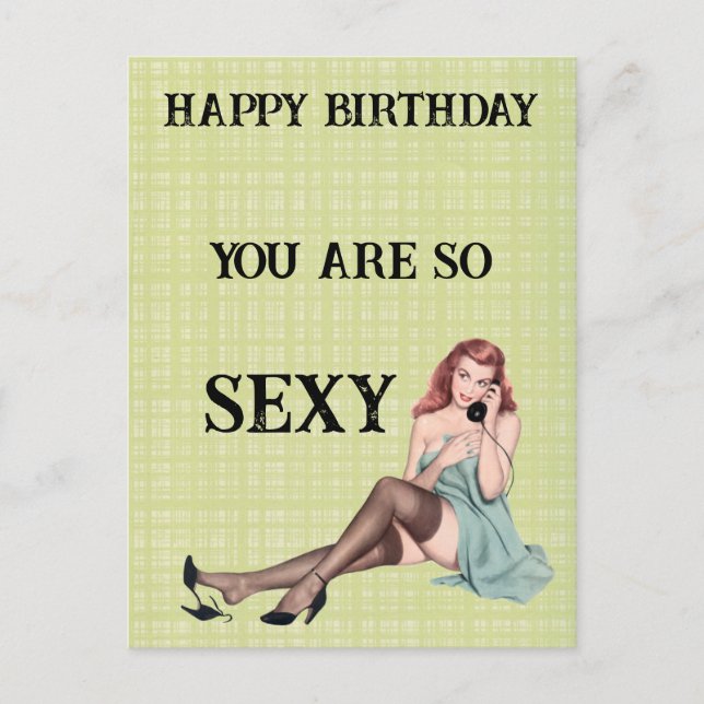 Vintage Pinup Birthday Sexy Postcard (Front)