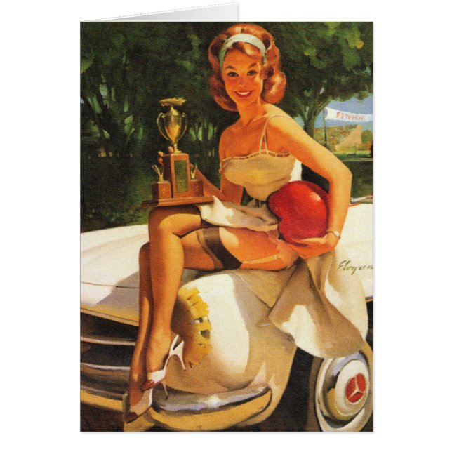 Vintage Pinup Congrats Trophy Girl (Front)