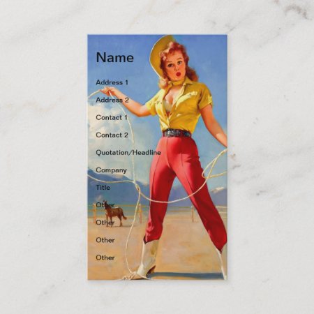 Vintage Pinup Cowgirl And Horse Business Card
