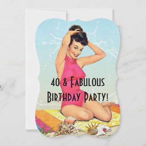 Vintage Pinup Girl and Sea Shell Party Invitation