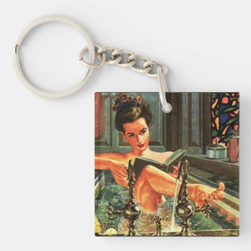 Vintage pinup girl bath keychain