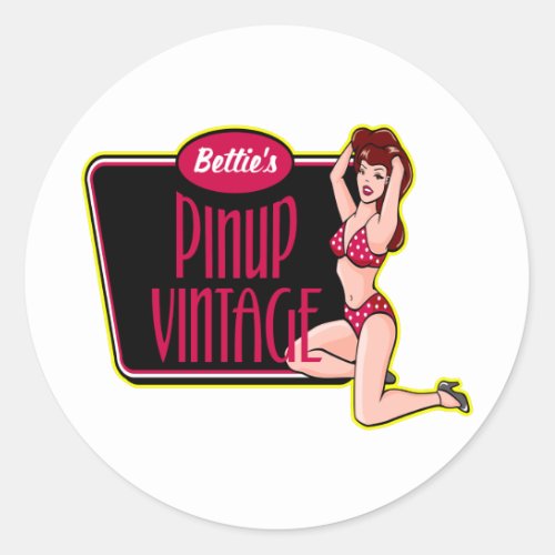 Vintage Pinup Girl Classic Round Sticker