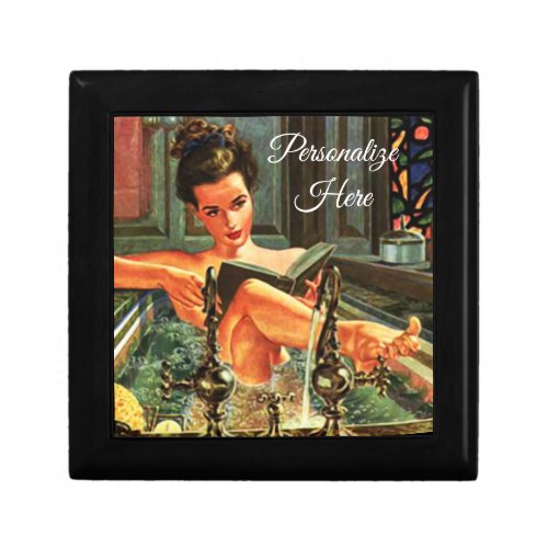 Vintage pinup girl in bath  gift box