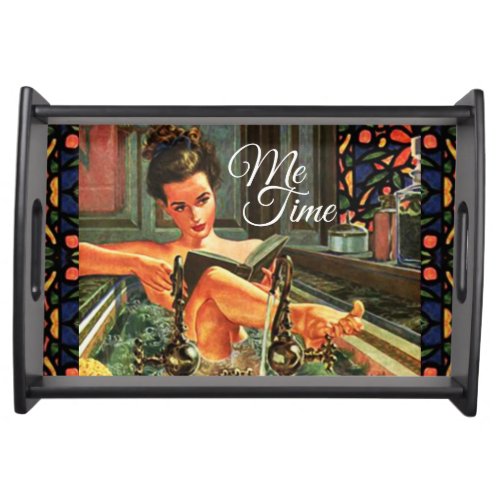 Vintage pinup girl in bath Me time serving tray