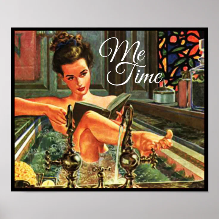 1940s Pin-Up Girl Key Hole Bubble Bath Time Picture Poster Print Art Pin Up 