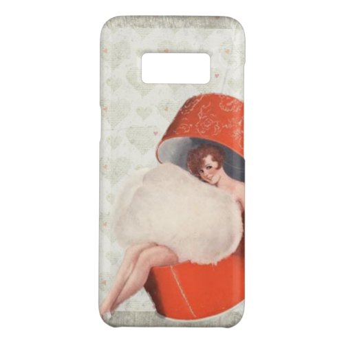Vintage pinup girl in hatbox hear red silver gray Case_Mate samsung galaxy s8 case