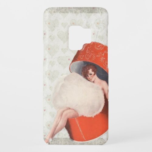 Vintage pinup girl in hatbox red gray heart cute Case_Mate samsung galaxy s9 case