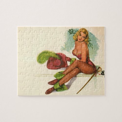 Vintage Pinup Girl Original Coloring 10 Jigsaw Puzzle