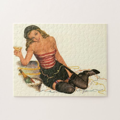 Vintage Pinup Girl Original Coloring 11 Jigsaw Puzzle