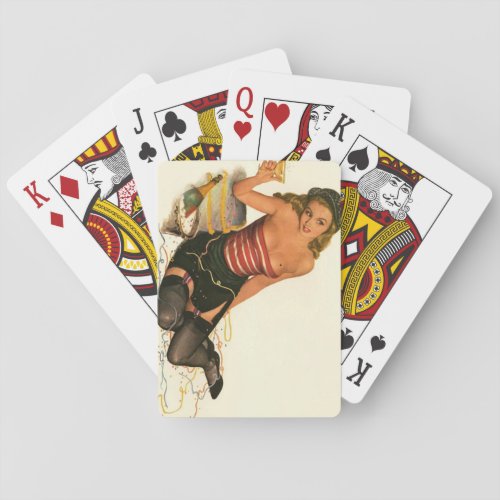 Vintage Pinup Girl Original Coloring 11 Poker Cards