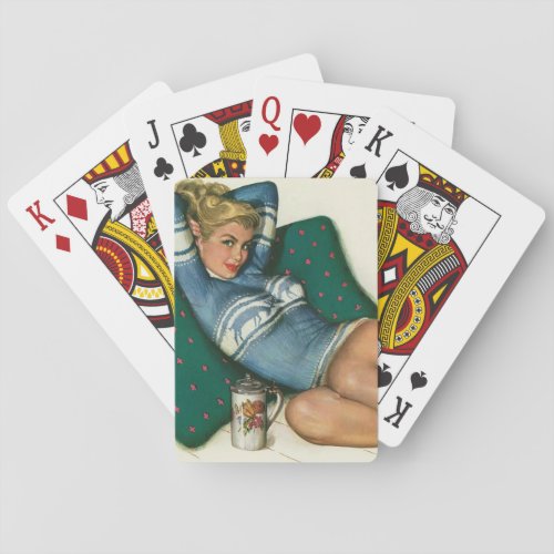 Vintage Pinup Girl Original Coloring 12 Poker Cards