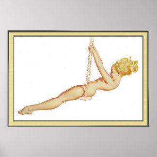 Vintage Pinup Girl Original Coloring 14 Poster