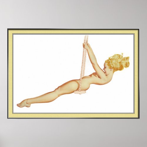 Vintage Pinup Girl Original Coloring 14 Poster