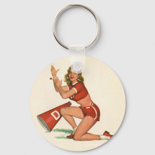 Vintage Pinup Girl Original Coloring 17 Keychain